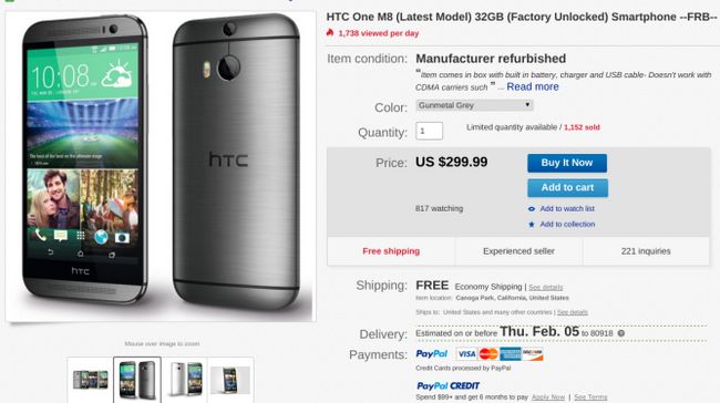 Fotografía - [Alertes bonnes affaires] en choisir un: 32 Go remis à neuf HTC One M8 et Samsung Galaxy Alpha Pour AT & T à la fois sur la vente pour 300 $ sur eBay